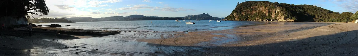 Spiaggia di Flaxmill Bay, Cooks Beach, Waikato, Nuova Zelanda