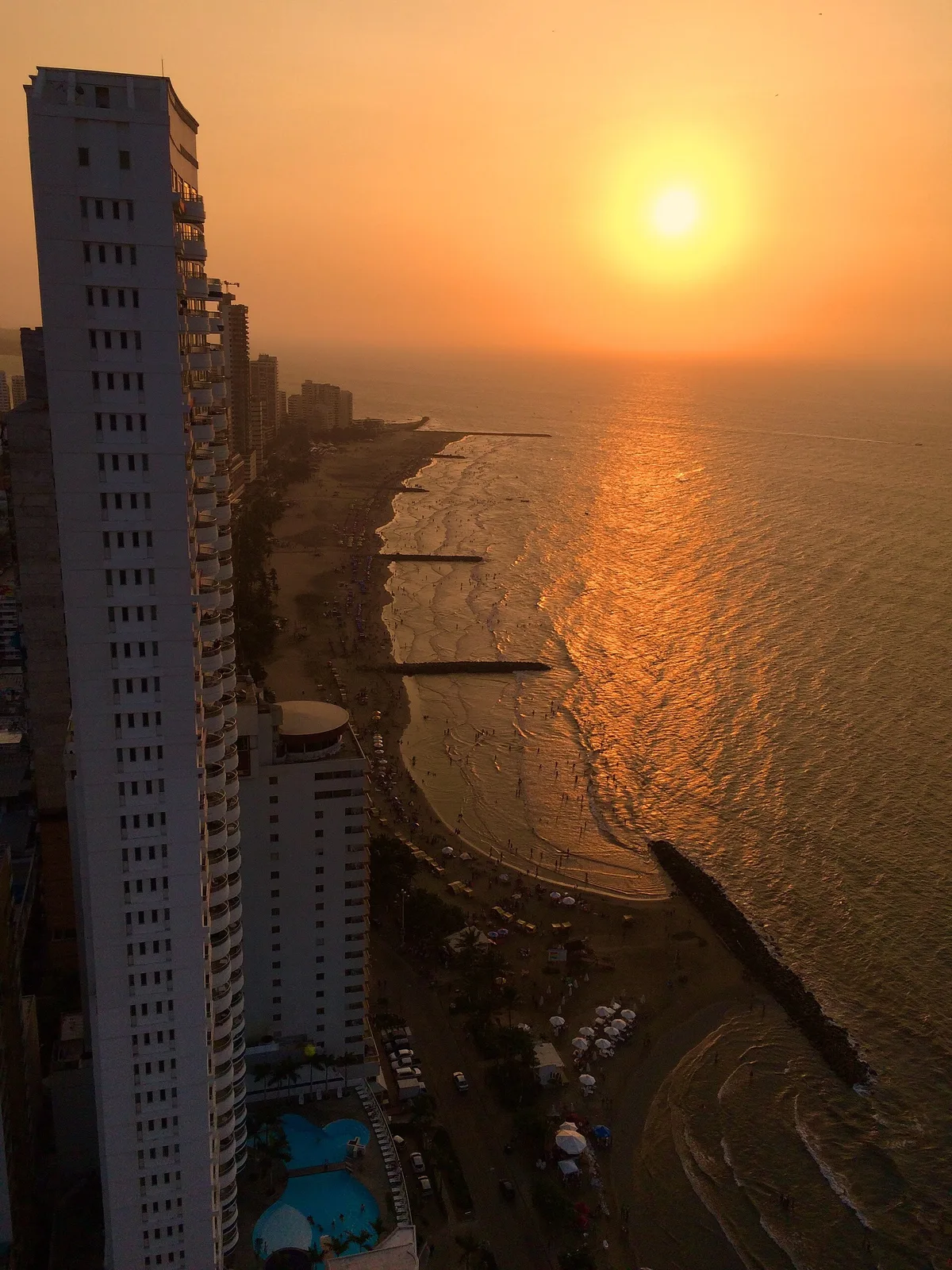Plage de Bocagrande, Cartagena de Indias, Colombian Caribbean, Colombie